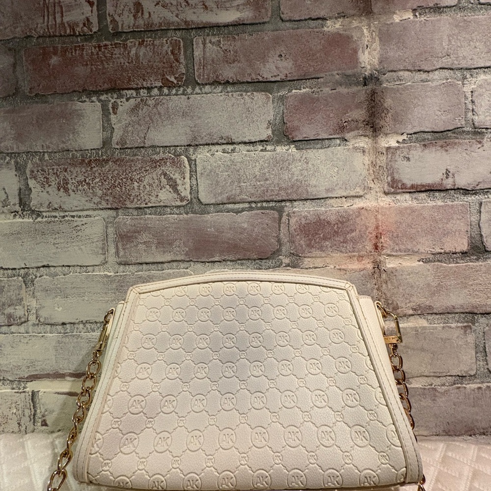 Anne Klein Cream Embossed Crossbody with Gold Hardware - Picture 2 of 6